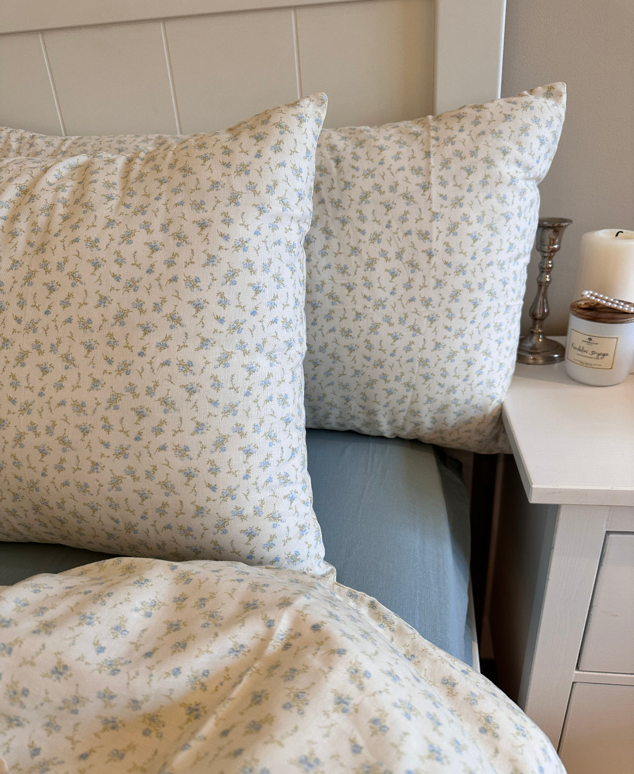 Felicia Blue Cotton Muslin Duvet Cover Set