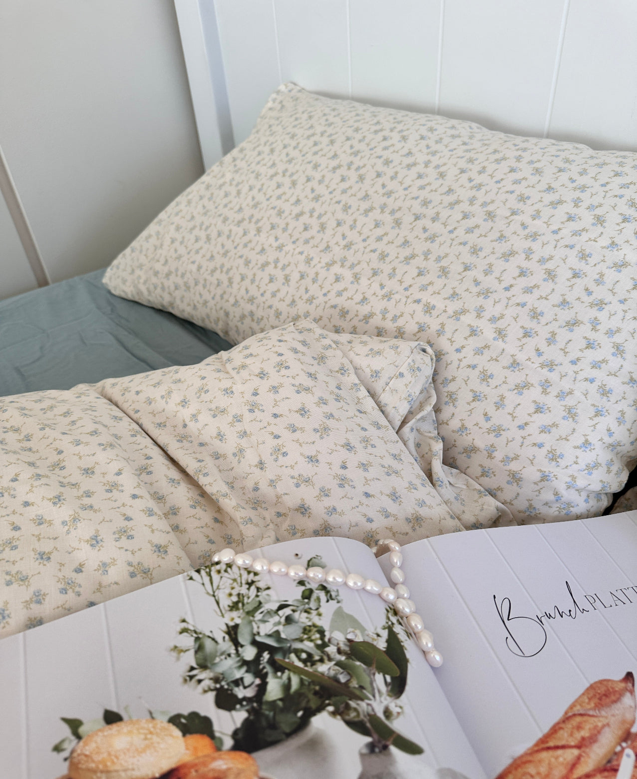 Felicia Blue Cotton Muslin Duvet Cover Set