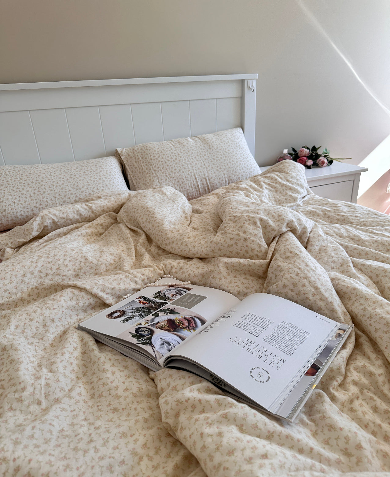 Magnolia Melody Cotton Muslin Duvet Cover Set