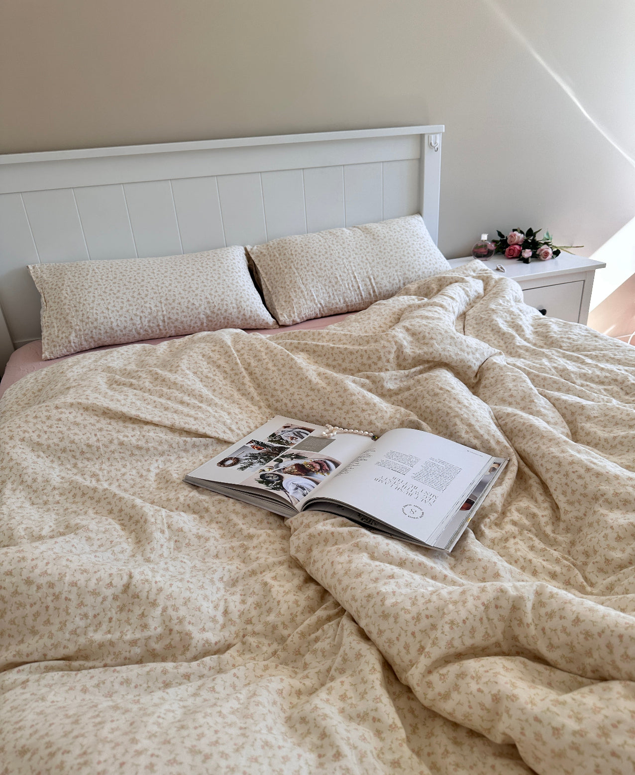 Magnolia Melody Cotton Muslin Duvet Cover Set